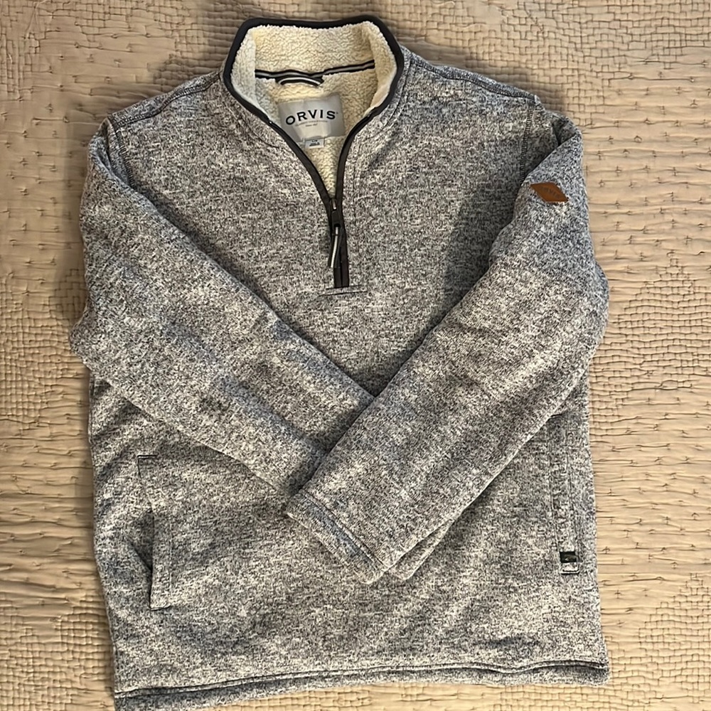 Orvis Large 1/4 Zip Heather Sherpa-Lined Fleece Pullover